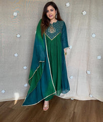 Ziaa Premium Mul Chanderi Party Wear Top & Palazzo With Dupatta set