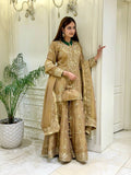 Designer Party Wear Look Moss Silk Top & Palazzo With Dupatta set