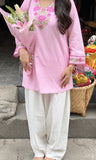 Pink Floral Embroidered Co-Ord Set for Women