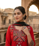 Embroidered Diamond Cotton Kurti Pant Set