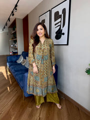 Freya Pure Natural Crape Ajrakh Print Cord Set