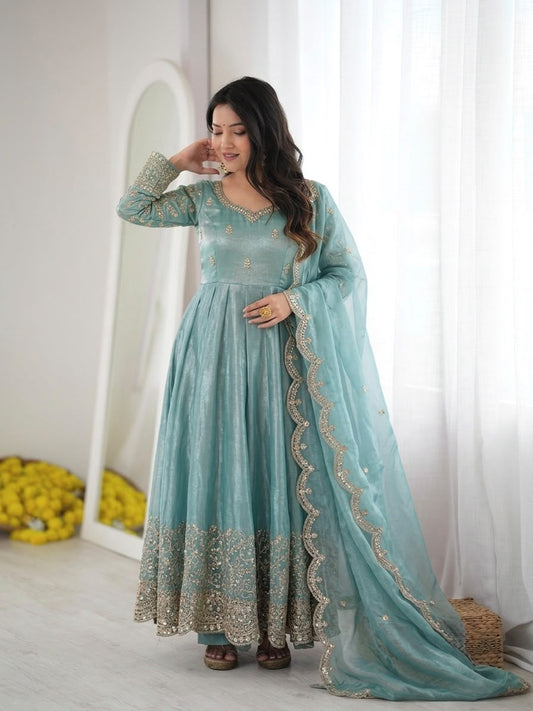 Fendy Silk Embroidery Coding Anarkali Suit