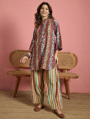 Traditional Multicolor Kurti Pair With Farsi Salwar