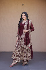Kara Premium Embroidery Coding Anarkali Suit
