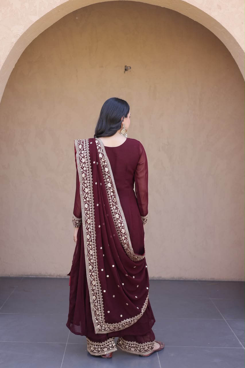 Kara Premium Embroidery Coding Anarkali Suit