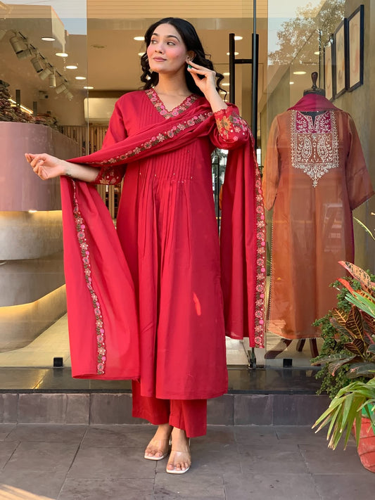 Beautiful Pigment Print Cotton Hand Moti Kurti Pant Set