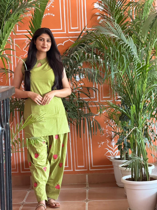 Beautiful Parrot Green Co-ord Set