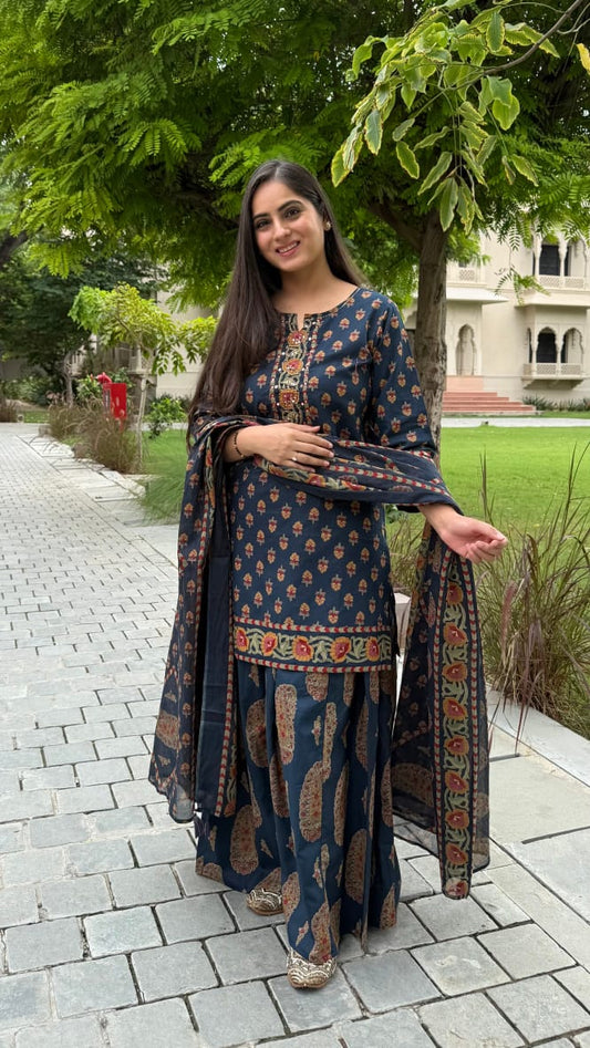 Nilisha Cotton Kurta With Palazzo and Dupatta