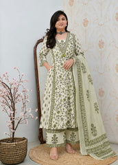 Elegant Green Color Kurti Pant Set