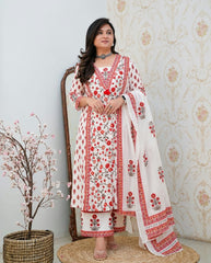 Elegant A lIne Floral Kurti Pant Set