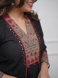 Elegance A Line Kurti With Original Mirror Work Kurti Pant Set