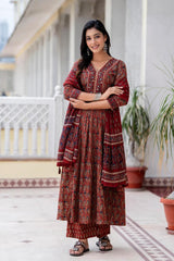 Amrita Cotton Printed Kurti Pant Set