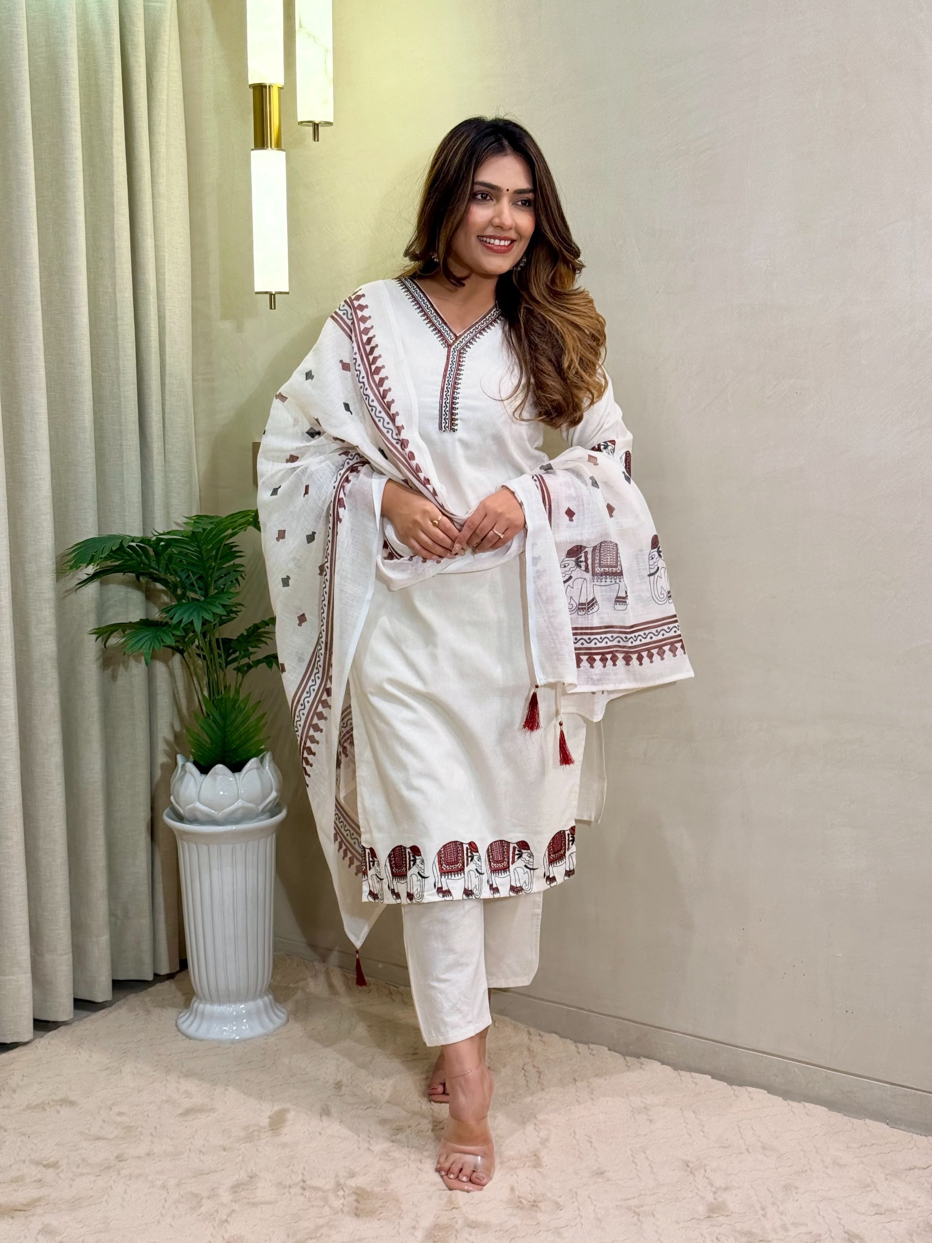 Milina Embroidered Cotton Kurti Pant Set