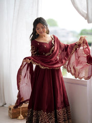 Satakshi Silk Embroidery Coding Anarkali Suit