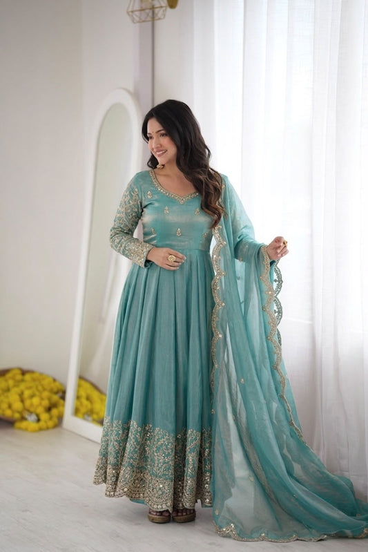 Fendy Silk Embroidery Coding Anarkali Suit