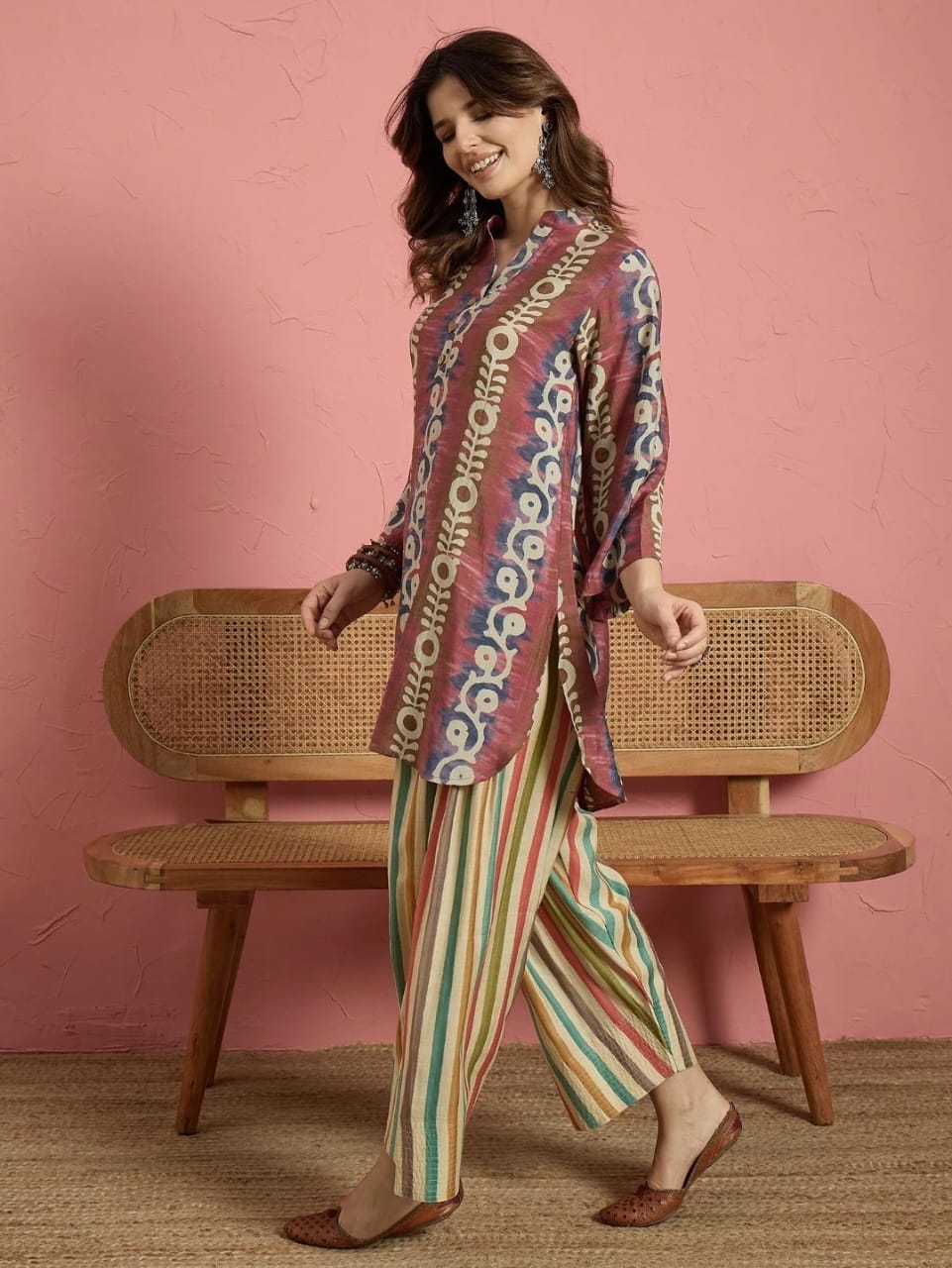 Traditional Multicolor Kurti Pair With Farsi Salwar