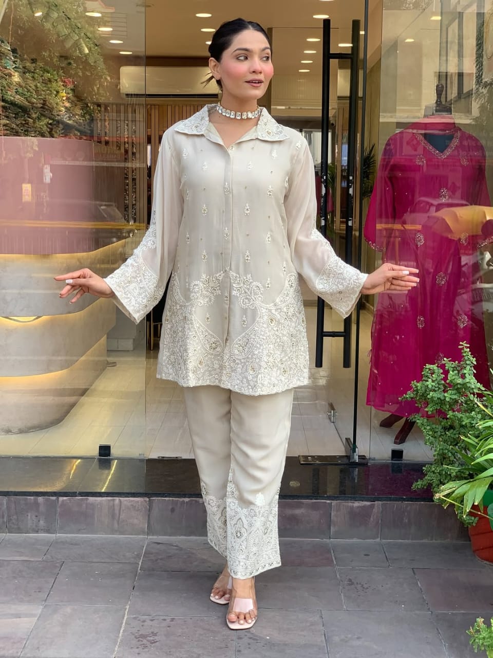 Party Wear Look Pure Chanderi Silk COORD SET Set