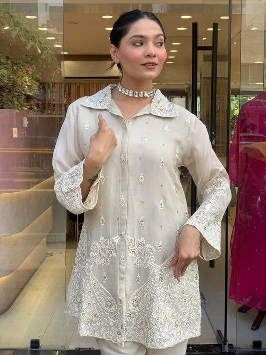 Party Wear Look Pure Chanderi Silk COORD SET Set
