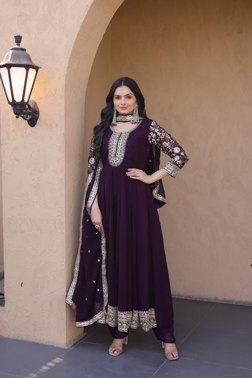 Kyra Silk Embroidery Coding Anarkali Suit