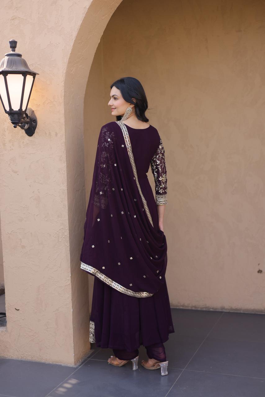 Kyra Silk Embroidery Coding Anarkali Suit