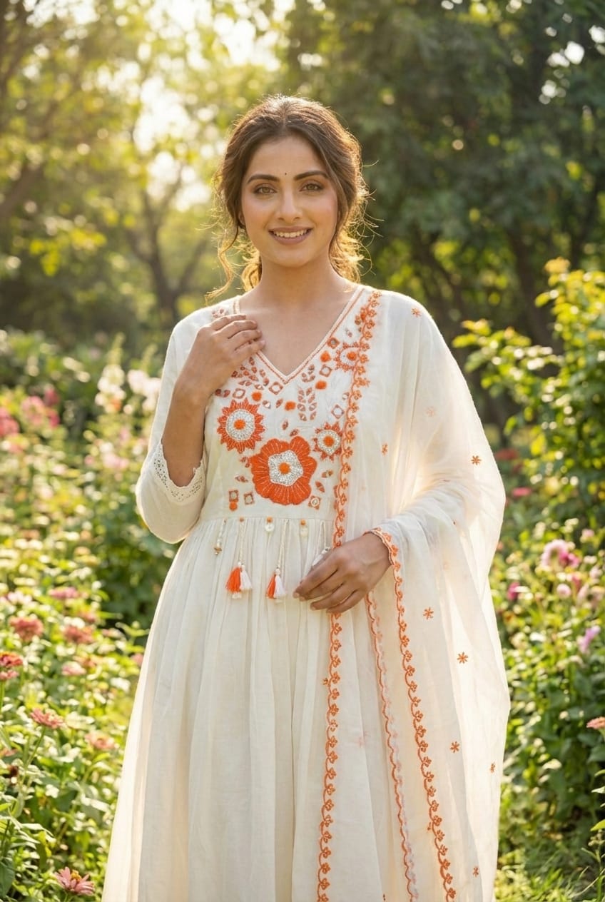 Mitiksha Embroidered Cotton Kurti Pant Set