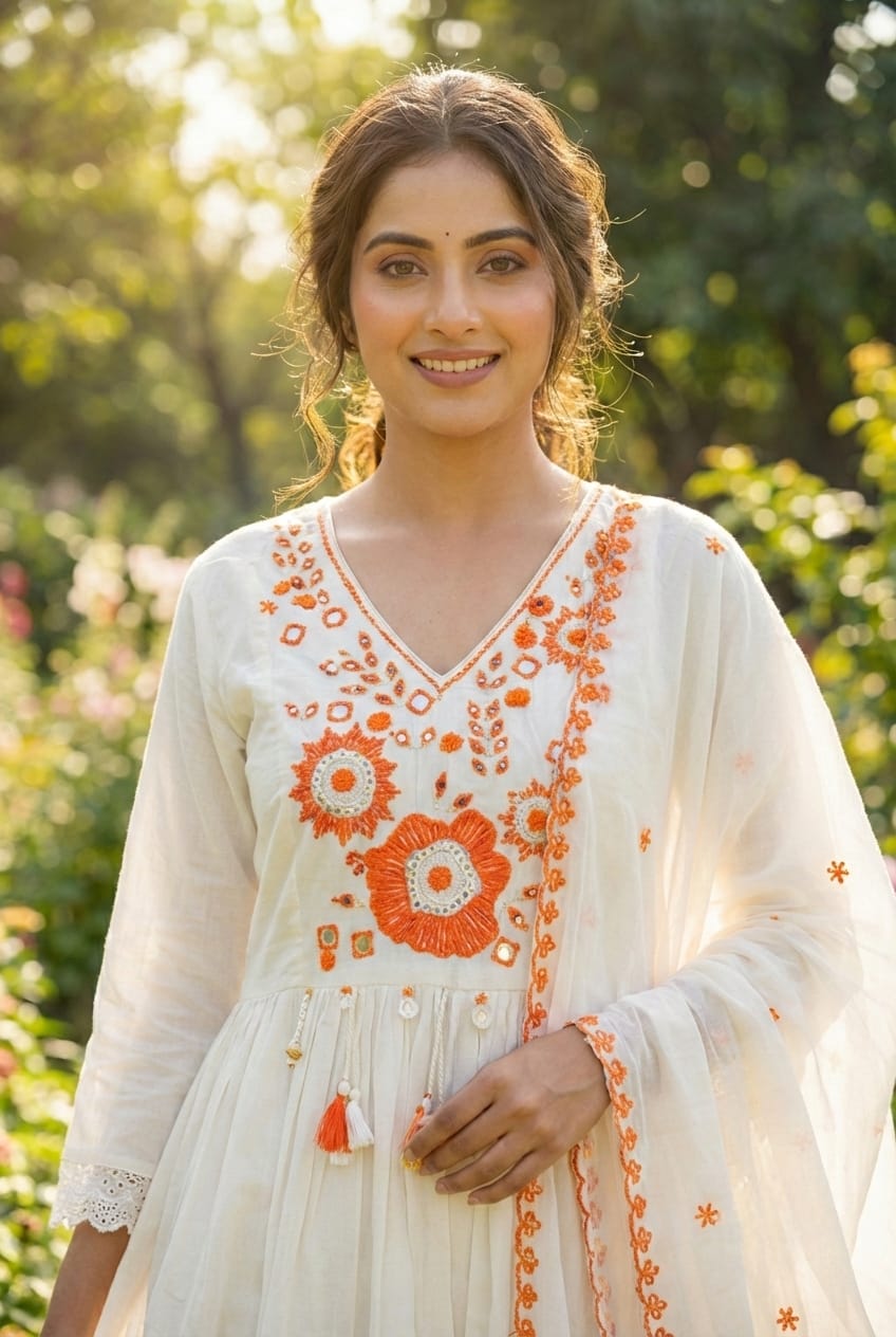 Mitiksha Embroidered Cotton Kurti Pant Set