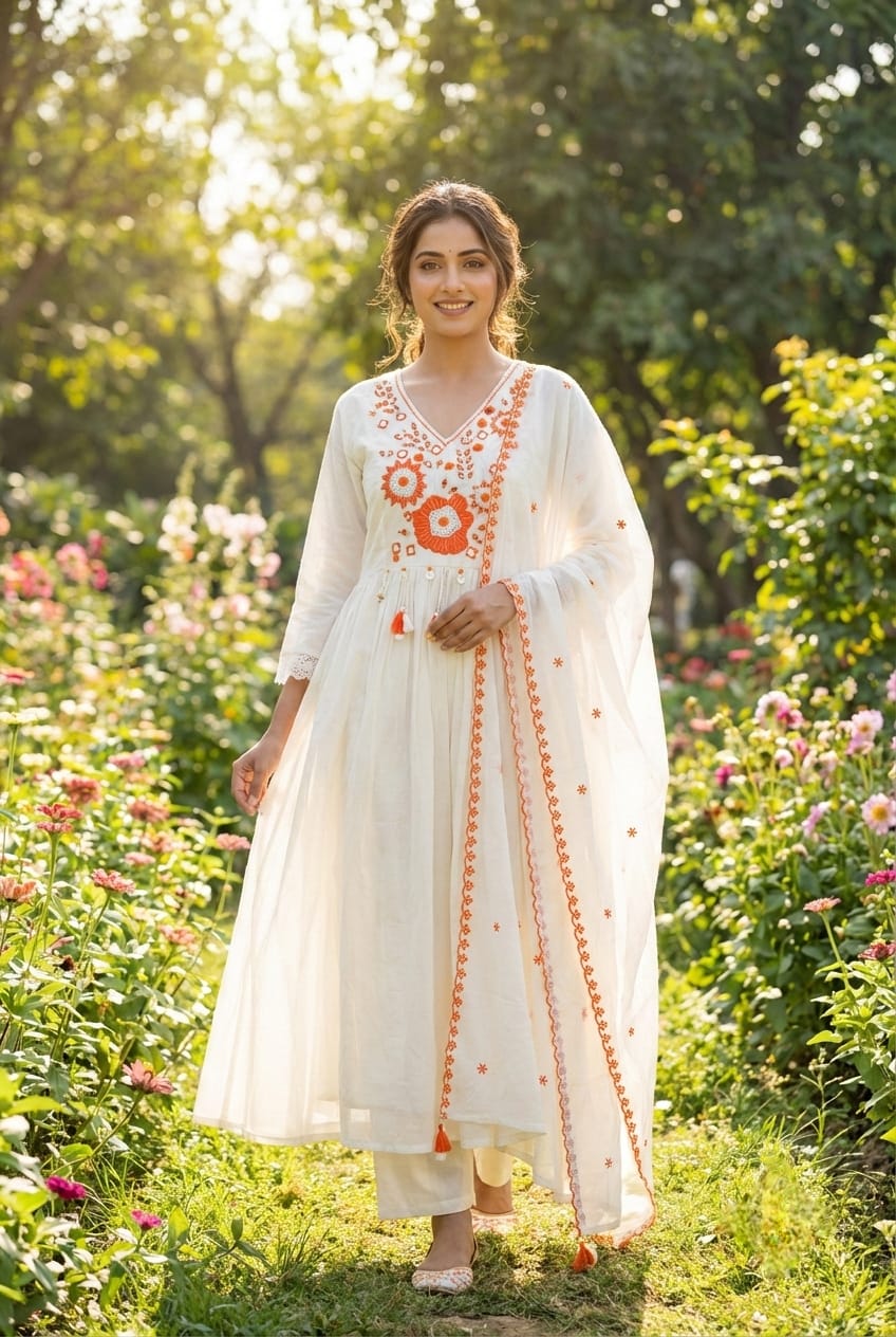 Mitiksha Embroidered Cotton Kurti Pant Set